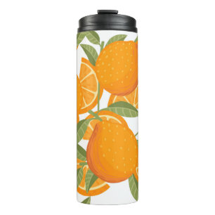 Seamless pattern of orange citrus yellow fruit who thermal tumbler