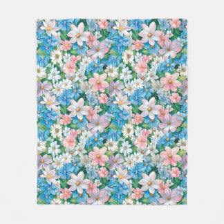 Seamless pattern of pastel-coloured flowers fleece blanket
