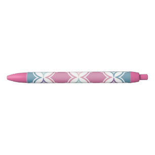 Seamless pattern of pastel coloured geometric shap black ink pen