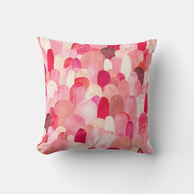 Seamless pattern of pink, red and beige spots. Wat Cushion (Front)