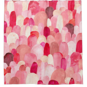 Seamless pattern of pink, red and beige spots. Wat Shower Curtain