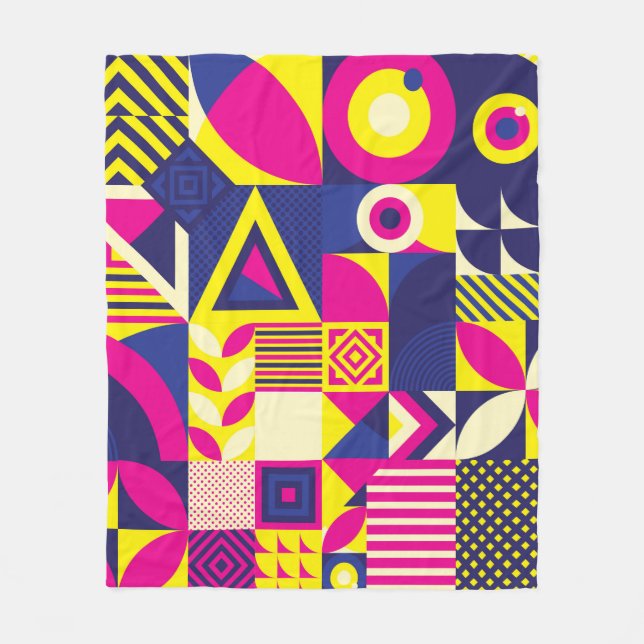 Seamless Pattern of Pop and Colourful Abstract Geo Fleece Blanket (Front)