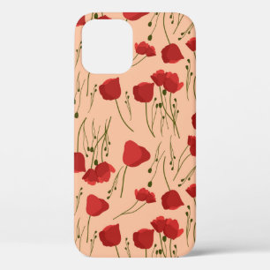 Seamless pattern of poppy on a beige backgroundabs iPhone 12 case
