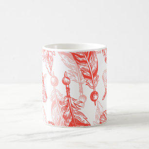 Seamless Pattern of Red Feathers   Coffee Mug