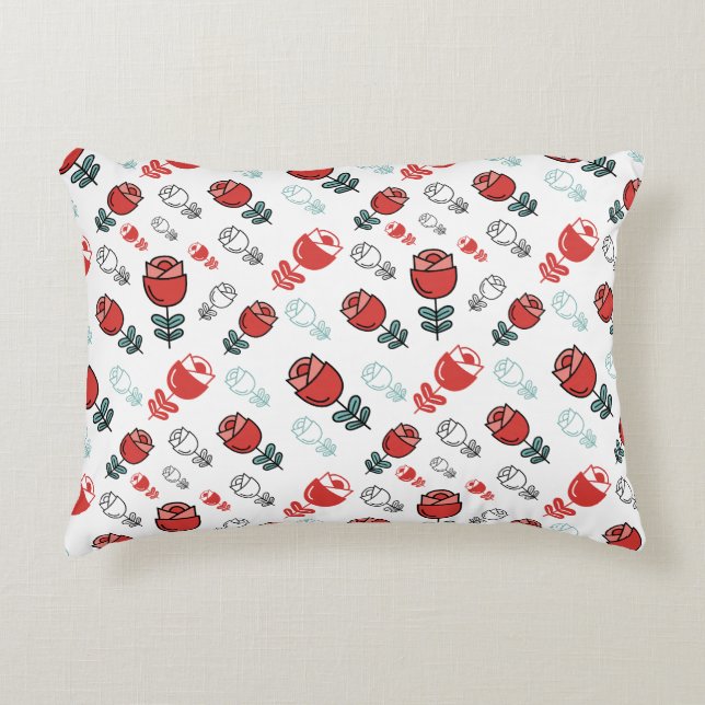 Seamless pattern of rose flowers decorative cushion (Front)