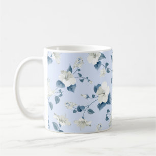 Seamless pattern of siringa and hibiscus flowers p coffee mug