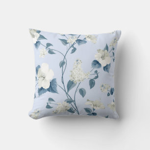 Seamless pattern of siringa and hibiscus flowers p cushion