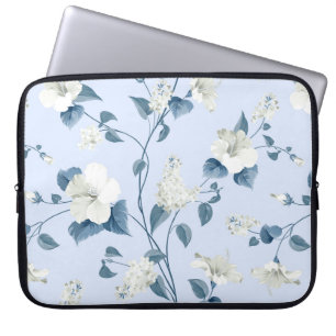 Seamless pattern of siringa and hibiscus flowers p laptop sleeve