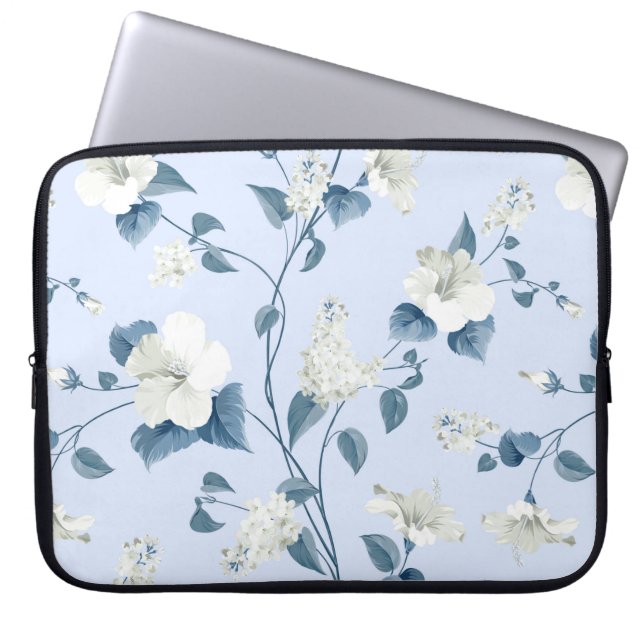Seamless pattern of siringa and hibiscus flowers p laptop sleeve (Front)