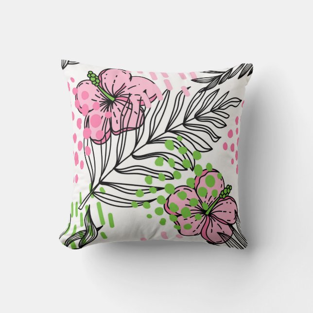 Seamless pattern of tropical elements,  hand-drawn cushion (Front)