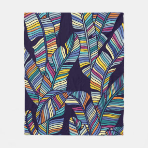 Seamless pattern of Tropical palms leaves Fleece Blanket