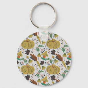 Seamless pattern of tropical pumpkins and carrots key ring