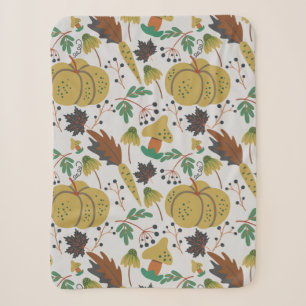 Seamless pattern of tropical pumpkins and carrots sherpa blanket