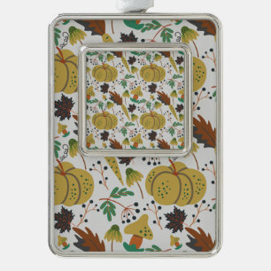 Seamless pattern of tropical pumpkins and carrots silver plated framed ornament