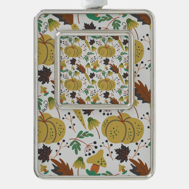 Seamless pattern of tropical pumpkins and carrots silver plated framed ornament (Front)