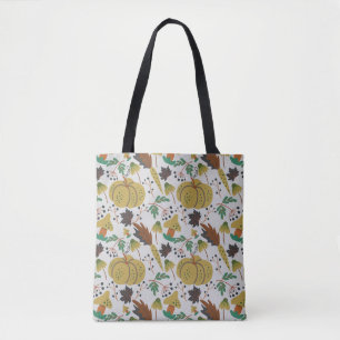 Seamless pattern of tropical pumpkins and carrots tote bag