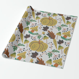 Seamless pattern of tropical pumpkins and carrots wrapping paper