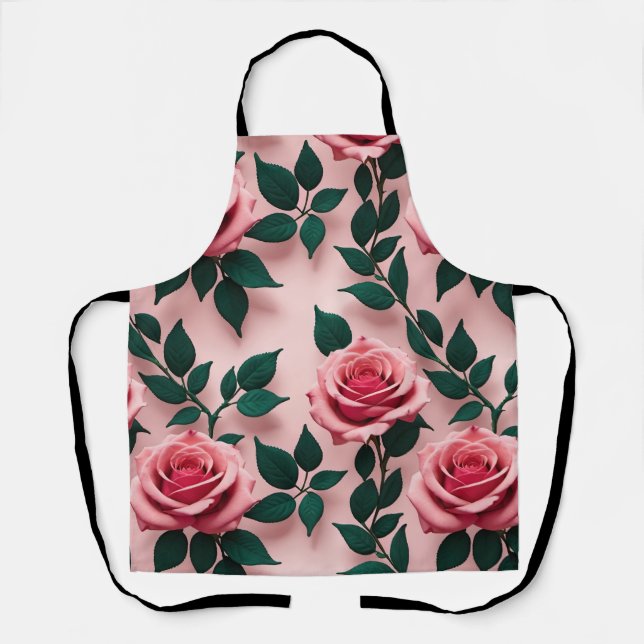 Seamless Pattern Of Vibrant Red Roses Apron (Front)
