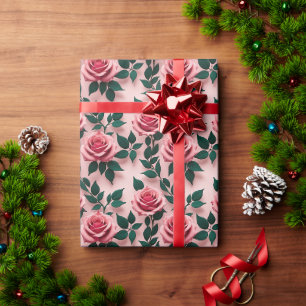 Seamless Pattern Of Vibrant Red Roses Wrapping Paper