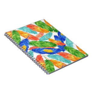 seamless pattern of watercolor feathers notebook