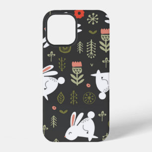 Seamless pattern on a dark background. Cute white iPhone 12 Case