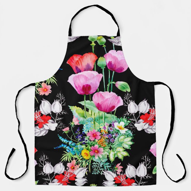 Seamless pattern on black background. Colourful il Apron (Front)