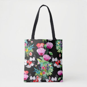 Seamless pattern on black background. Colourful il Tote Bag