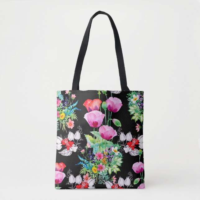 Seamless pattern on black background. Colourful il Tote Bag (Front)