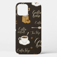 Seamless pattern on tea and coffee theme in retro 