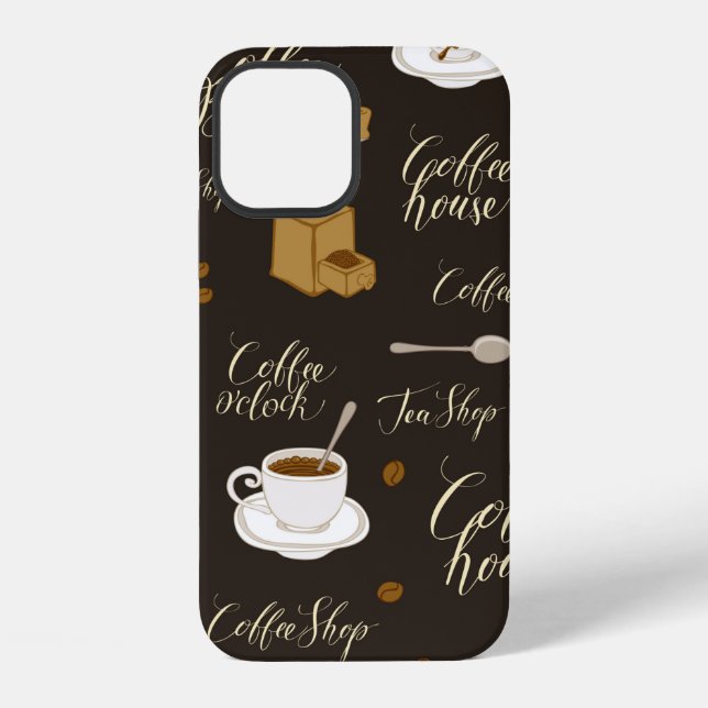 Seamless pattern on tea and coffee theme in retro  iPhone case (Back)