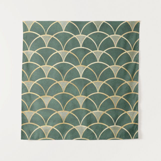 Seamless pattern oriental ornamental watercolor te tapestry (Front)