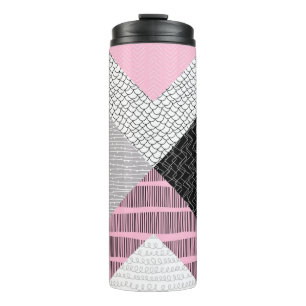 Seamless pattern, patchwork tiles. Freehand drawin Thermal Tumbler