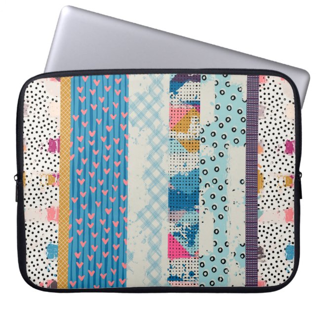 Seamless pattern, patchwork tiles.  laptop sleeve (Front)
