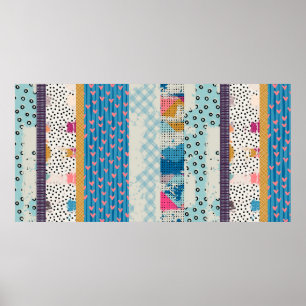 Seamless pattern, patchwork tiles. poster
