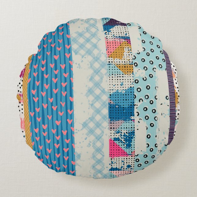 Seamless pattern, patchwork tiles.  round cushion (Front)