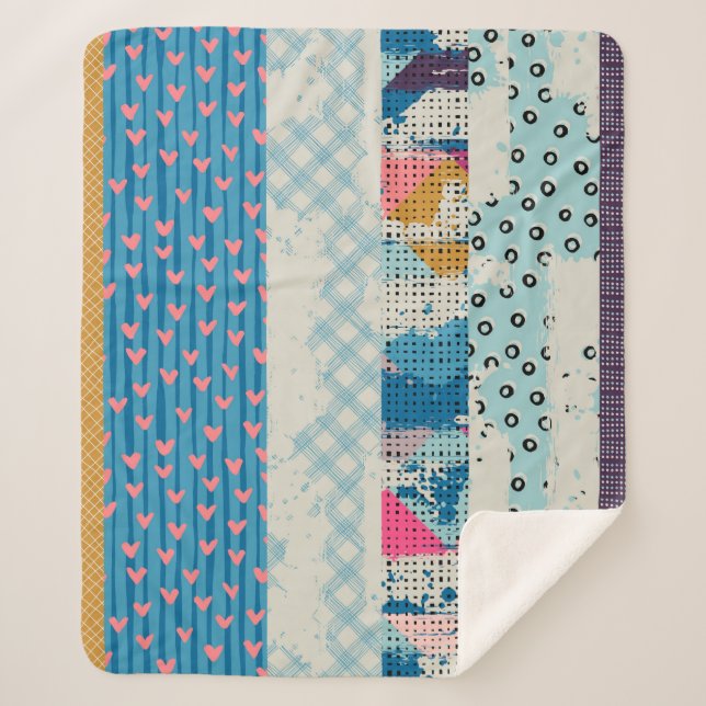 Seamless pattern, patchwork tiles.  sherpa blanket (Front)