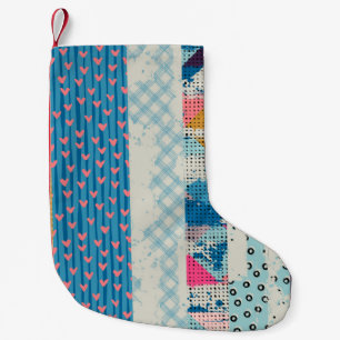 Seamless pattern, patchwork tiles. small christmas stocking