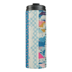 Seamless pattern, patchwork tiles. thermal tumbler