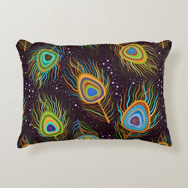 Seamless pattern "Peacock feathers" Decorative Cushion (Front)