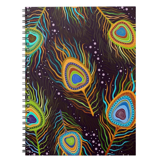Seamless pattern "Peacock feathers" Notebook (Front)