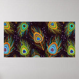 Seamless pattern "Peacock feathers" Poster