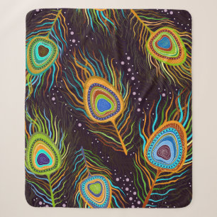 Seamless pattern "Peacock feathers" Sherpa Blanket