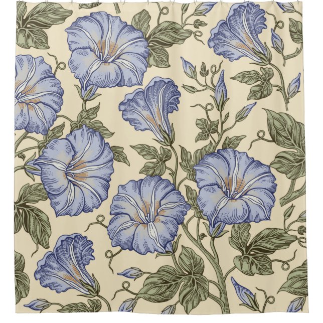 Seamless pattern. Petunia wildflowers set. Beautif Shower Curtain (Front)