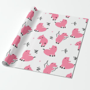 Seamless pattern piglet dont fly wrapping paper