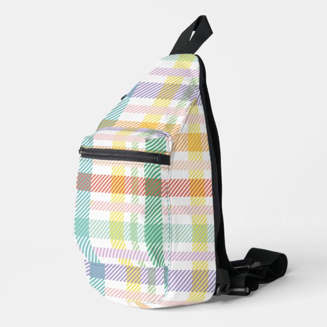 Seamless Pattern Plaid Light Colourful Sling Bag (Right Corner)