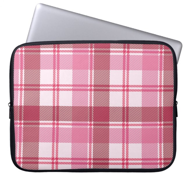Seamless pattern plaid pink pastel. Square grid pa Laptop Sleeve (Front)