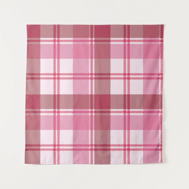 Seamless pattern plaid pink pastel. Square grid pa Tapestry (Front)