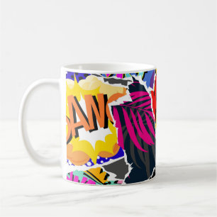 Seamless pattern pop art comics style. Collage of Coffee Mug