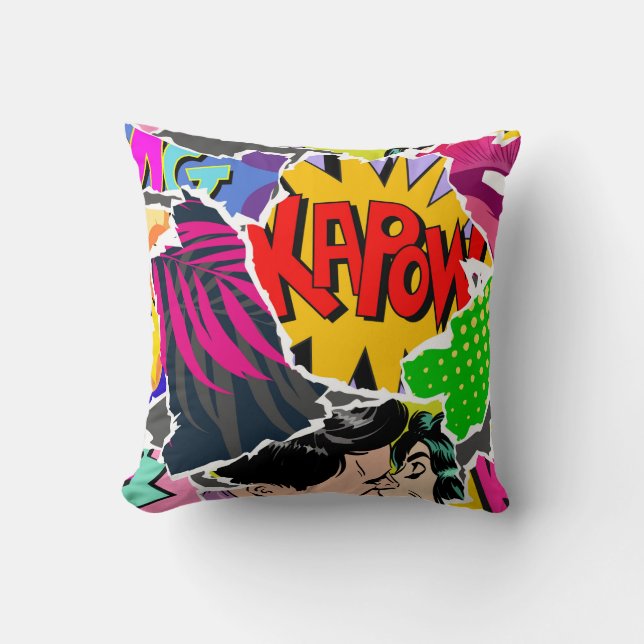 Seamless pattern pop art comics style. Collage of  Cushion (Front)