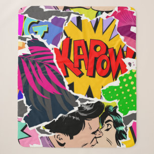 Seamless pattern pop art comics style. Collage of Sherpa Blanket